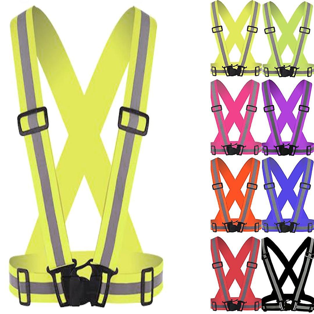 Sevenday Hi Viz Vis Vest Night Safety Belt High Visibility Reflective Waistcoat Strap Running Strap Yellow One Size