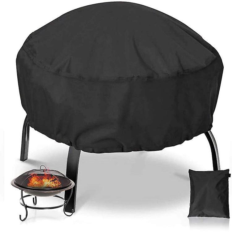 Phwj Fire Pit Cover Heavy Duty Windproof Waterproof Patio Round Fire Pit Cover For Outdoor Fire Pit New Black122x46cm