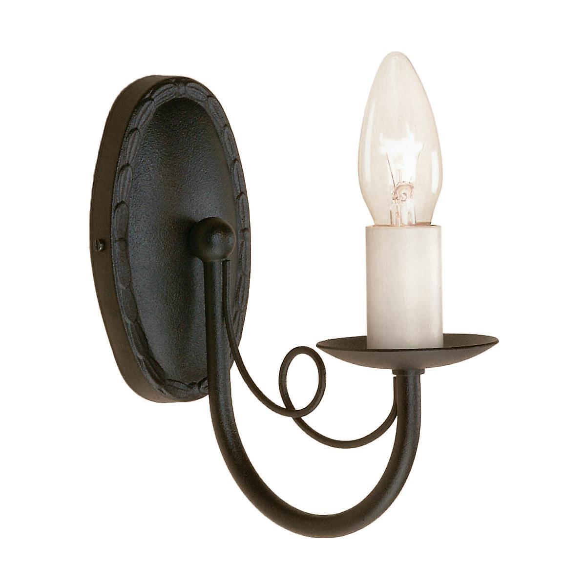 Minster 1 Light Indoor Candle Wall Light Black E14