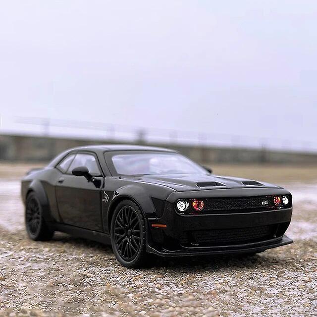 Aintier 1/32 Scale Dodge Challenger SRT Alloy Model Cars Toy Diecast Sports Car Models Red Eyes With Light Collection Toy For Boys Gifts Black