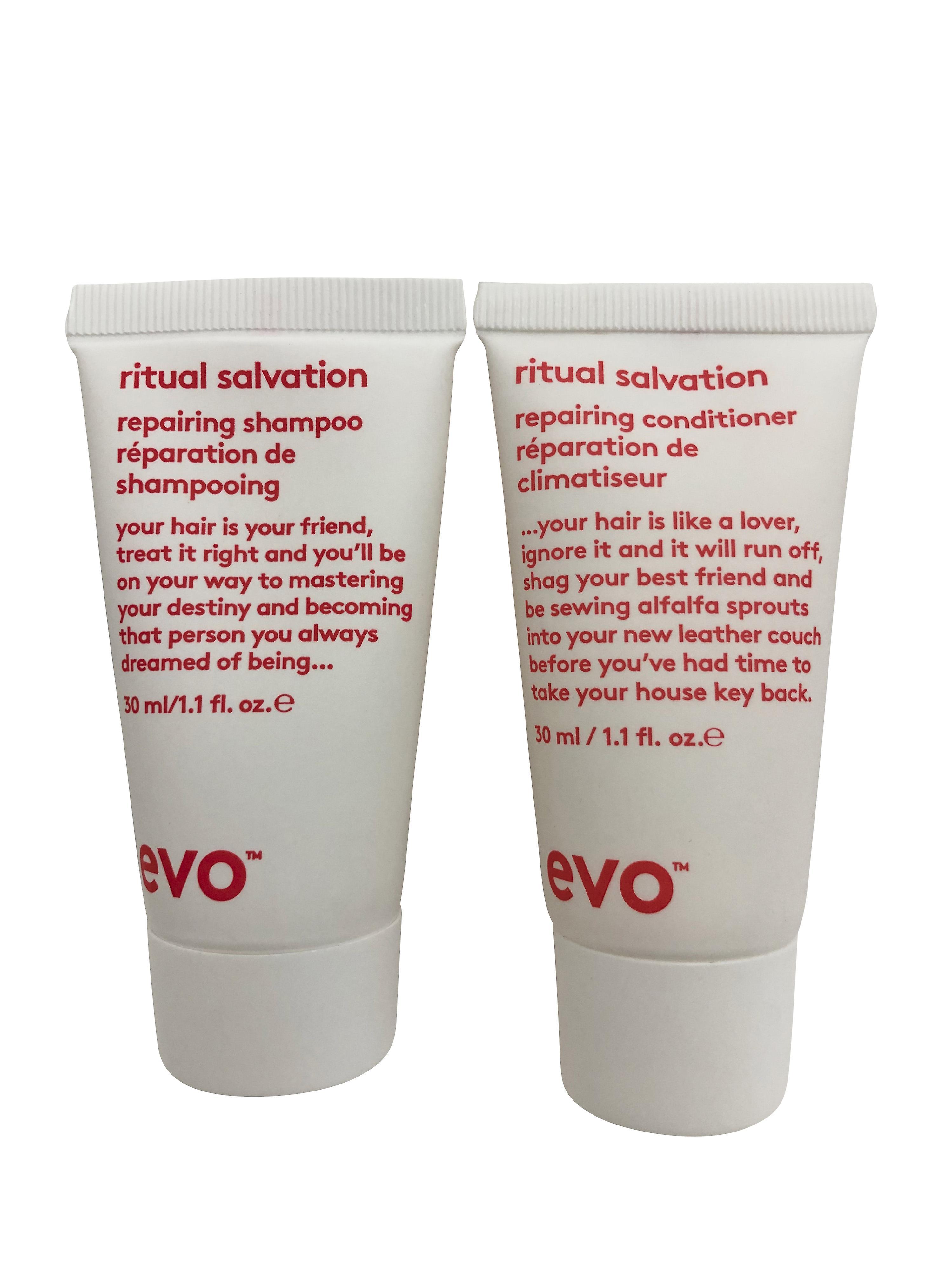 evo Ritual Salvation Repairing Shampoo & Conditioner Set 1.1 OZ Each