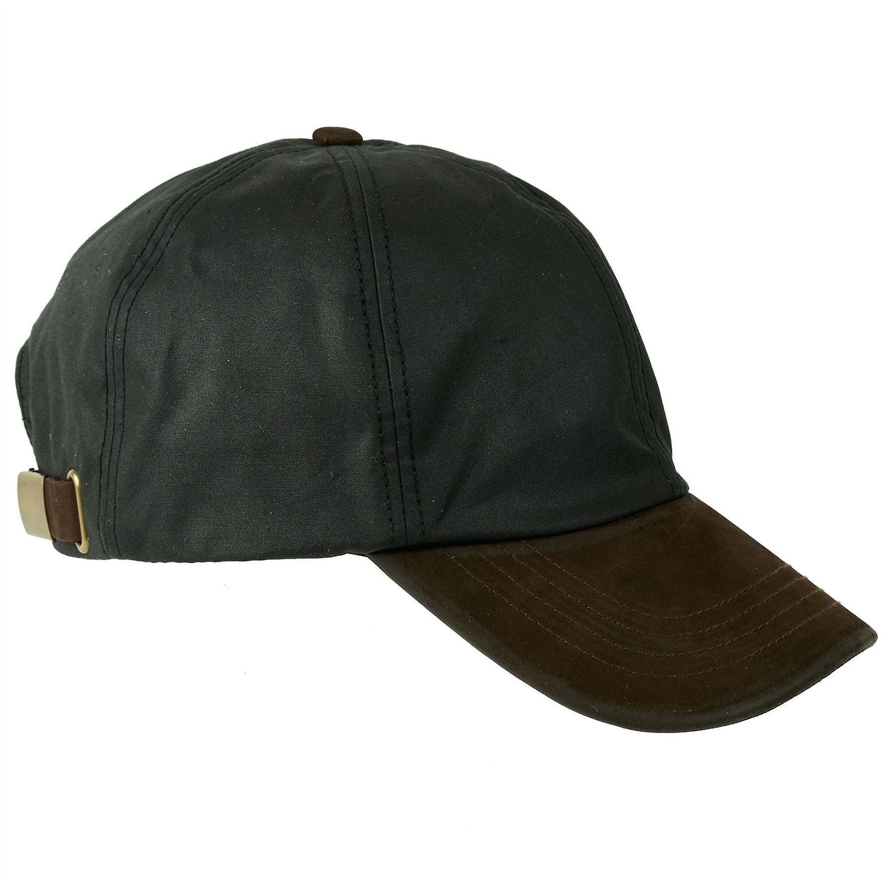 Heather Hamilton Wax Leather Peak Baseball Cap ZH009 Black One Size