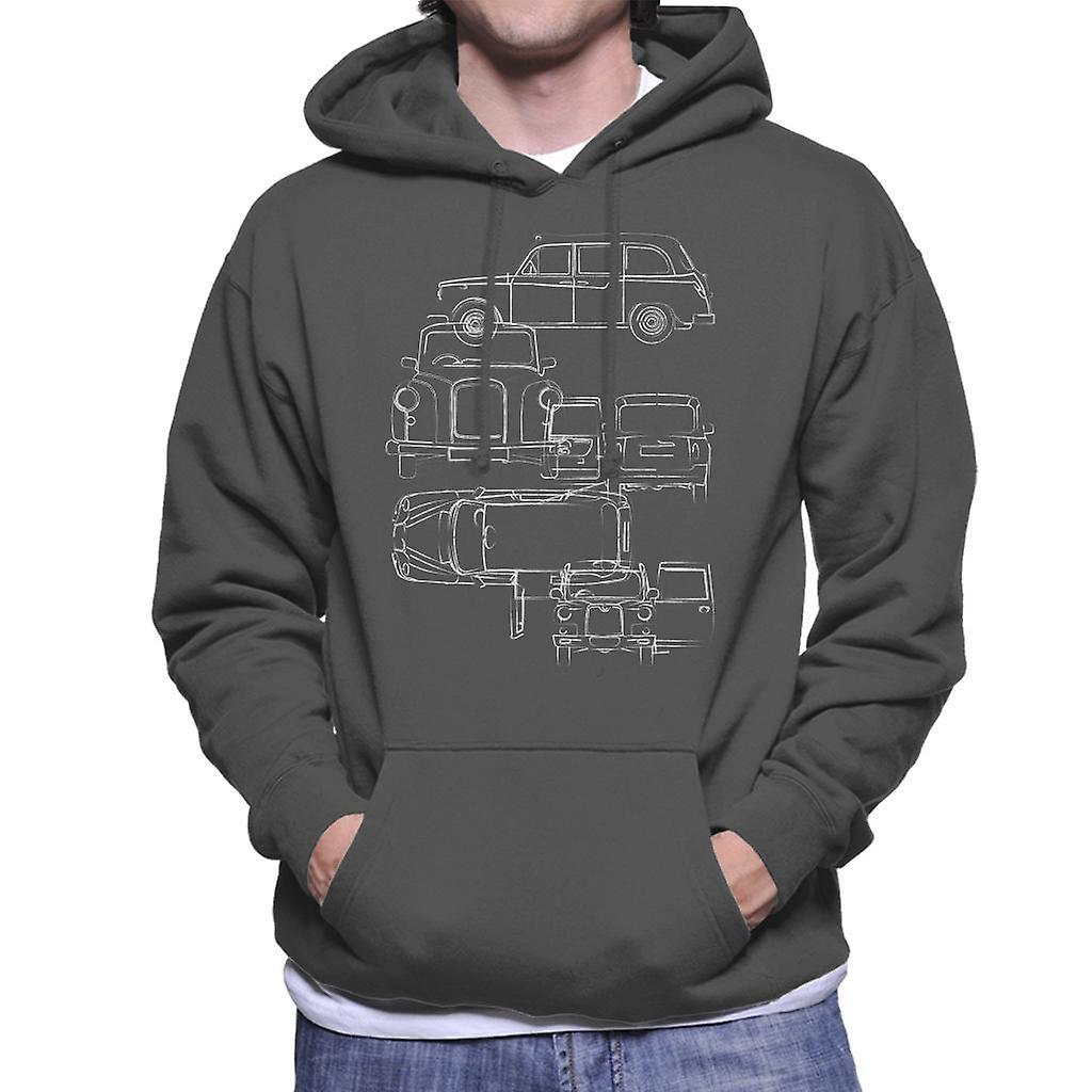 London Taxi Company Blueprint Men's Hooded Sweatshirt Charcoal Small