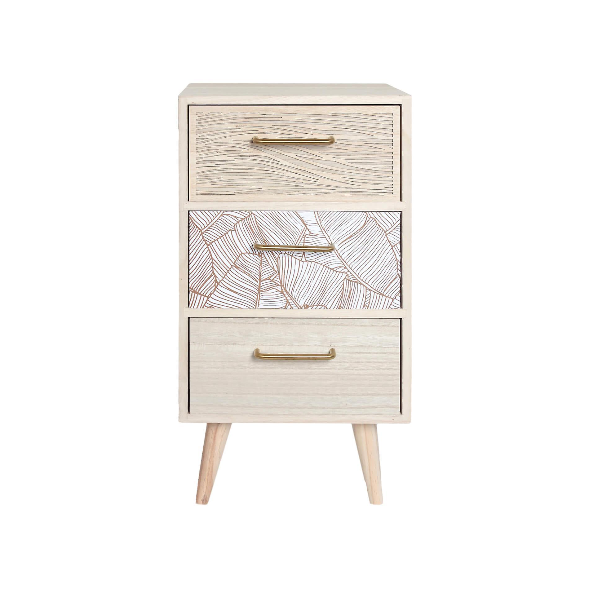 Mobili Rebecca Rebecca Furniture High and Narrow Wooden Bedside Table with 3 Drawers