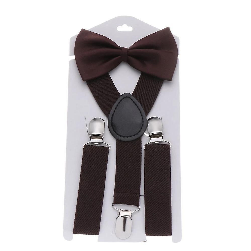 Slowmoose Adjustable Elastic Suspenders And Bow Tie type 1-coffee