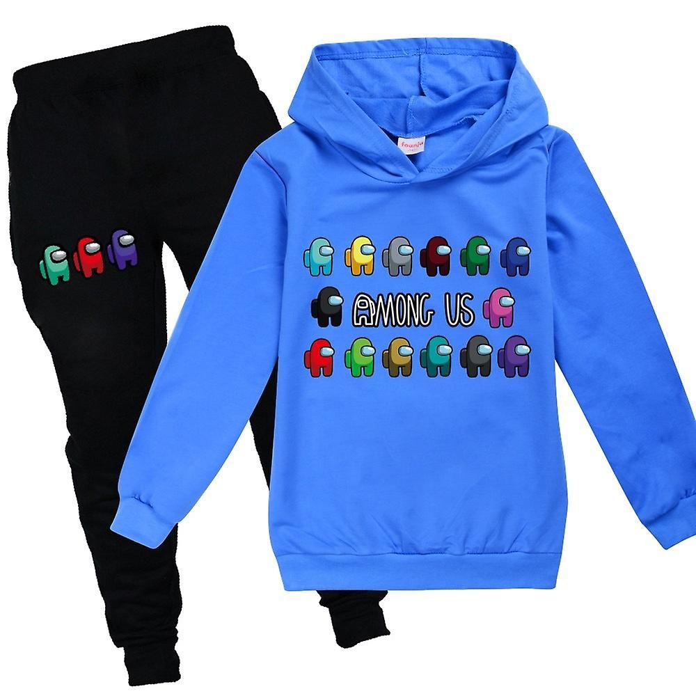 Manchalk Among Us Game Kids Hoodie Pants Set Impostor Winter Outfit Tracksuit Navy Blue 13-14 Years