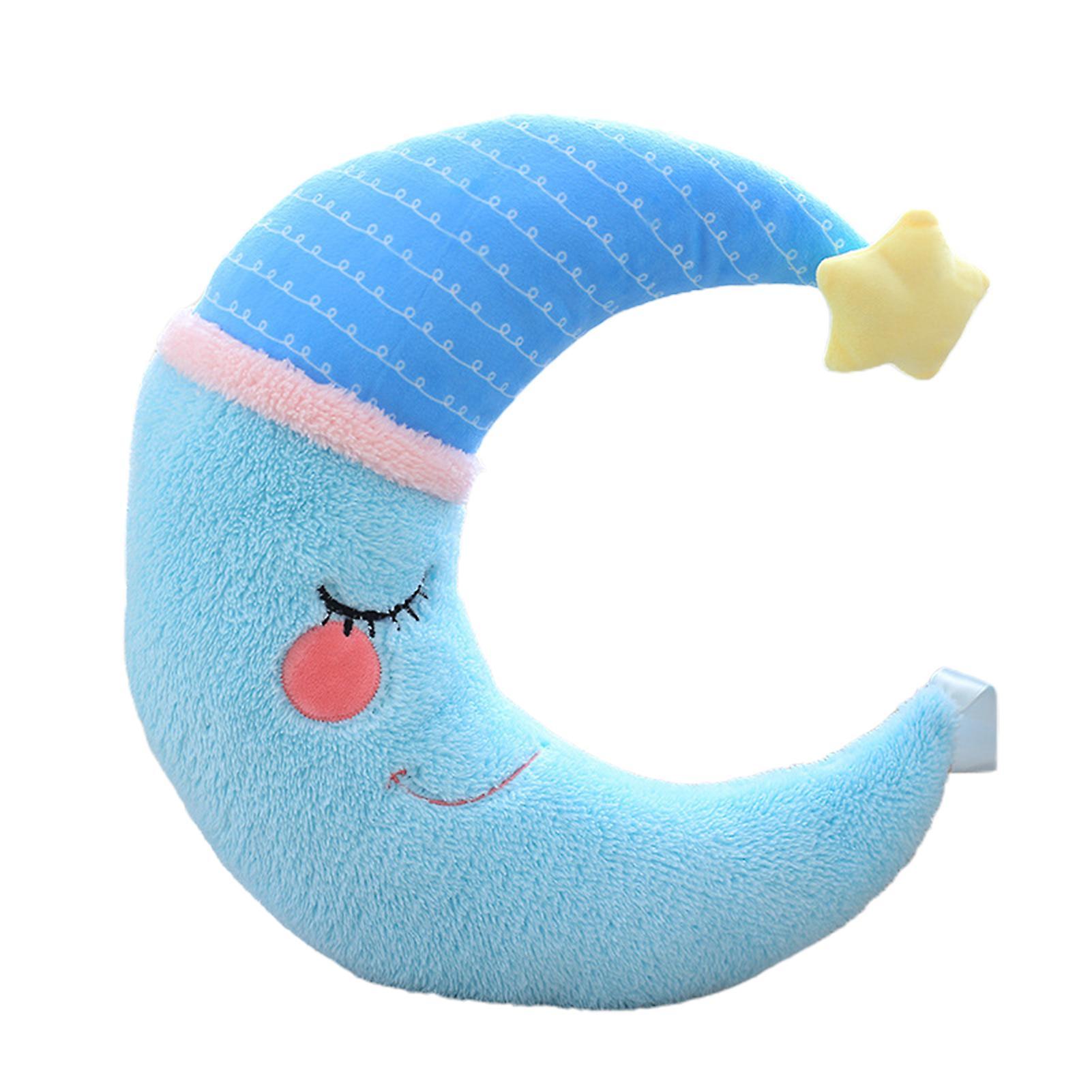 Haloppe Plush Pillow Soft Fully Stuffed Cozy Touch Sleeping Accompany Doll Sofa Ornament Moon Doll Throw Pillow Plush Toy Blue