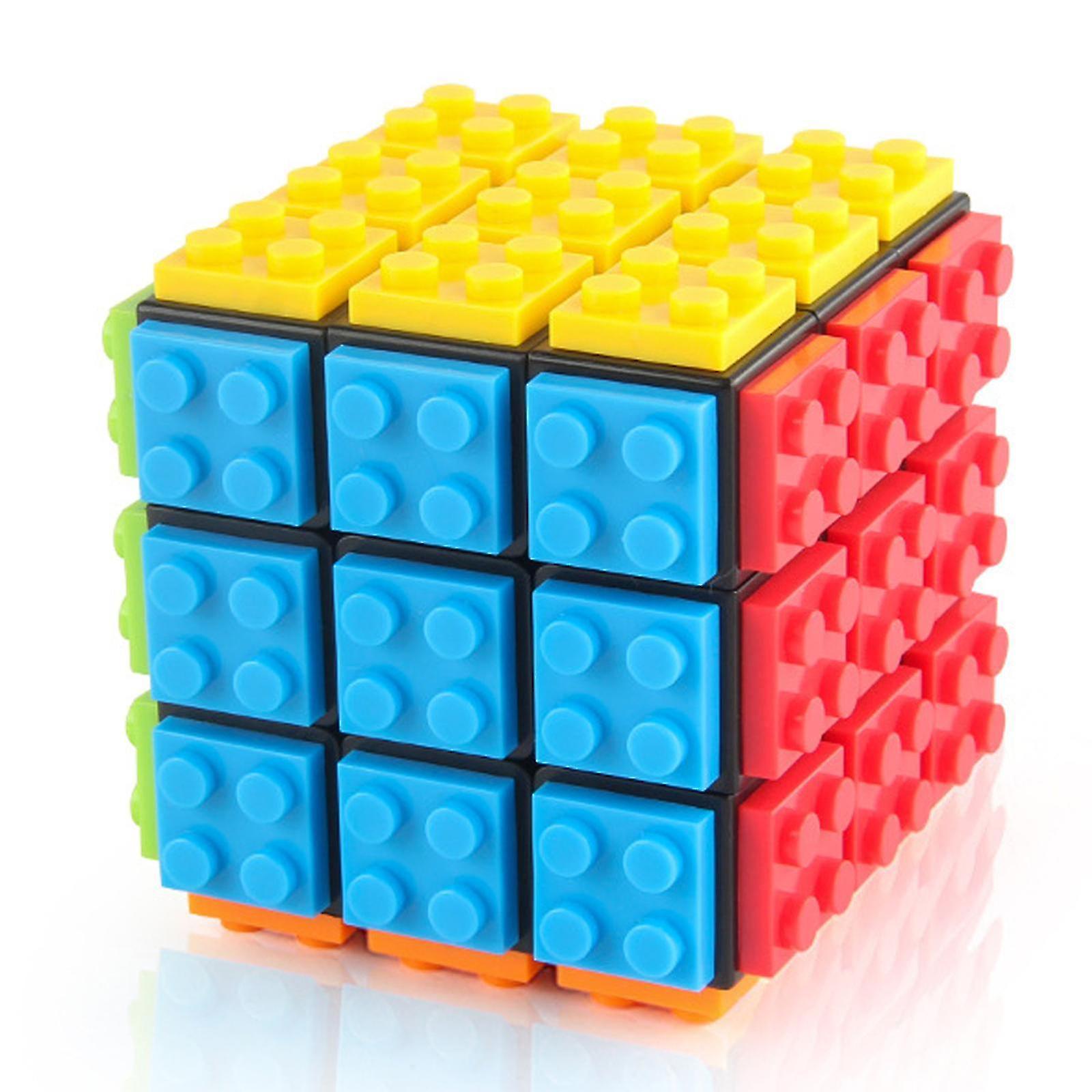 Yxuo 3x3 Build-on Brick Magics Cube Brain Teaser Puzzle And Bricks Toy In 1 For Kids Adult Gift Multi-color Optional Black