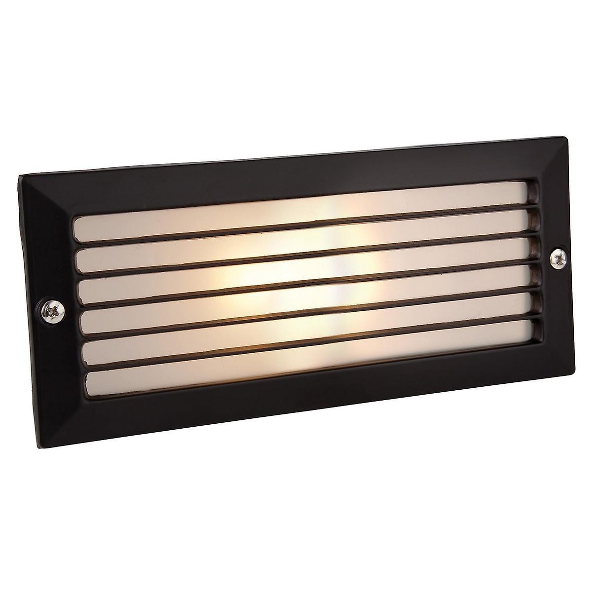 Brick 1 Light Outdoor Light Outdoor With Louvre Black Opal Glass IP54 E27