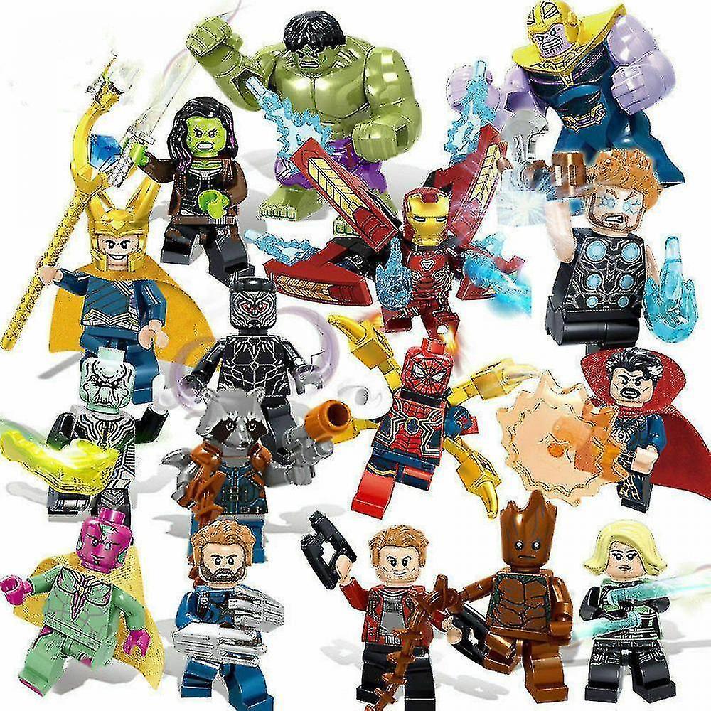 hiwhale 16 Pcs Marvel Avengers Super Hero Comic Mini Figures Dc Minifigure Gift For Kids