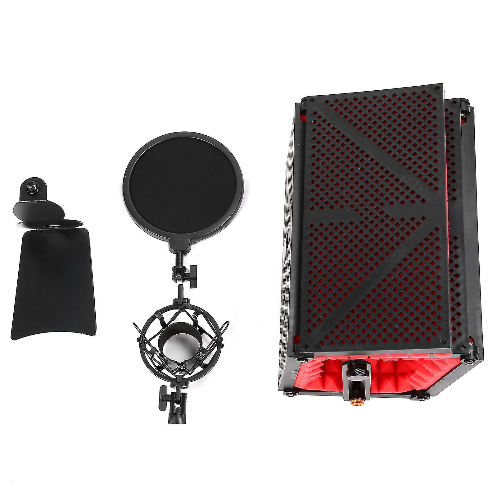 Foldable Microphone Isolation Shield - FiveDoor Sound Absorbing Cover for Noise Reduction in Recording