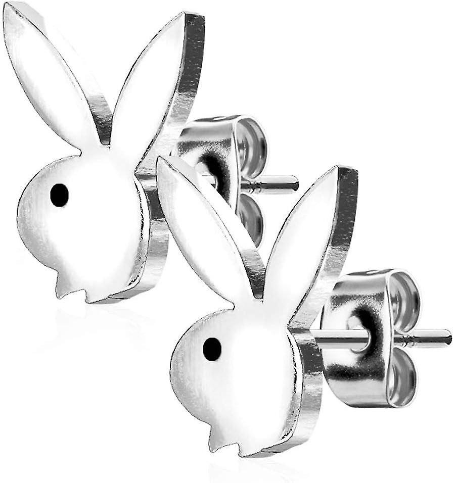 Gemdeck Surgical Steel Playboy Bunny Stud Earrings