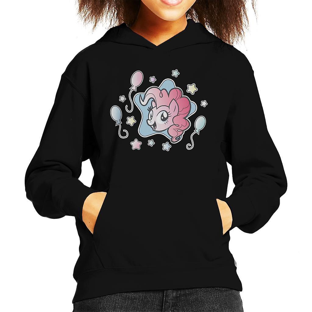 My Little Pony Pinkie Pie Balloons And Stars Kid's Hooded Sweatshirt Black Medium (7-8 yrs)