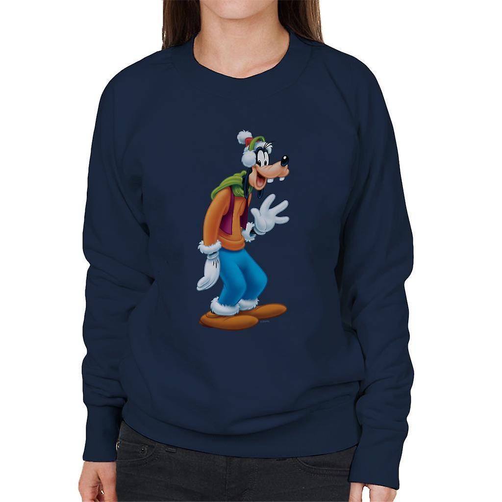 Disney Christmas Goofy Festive Wave Women's Sweatshirt Navy Blue Medium