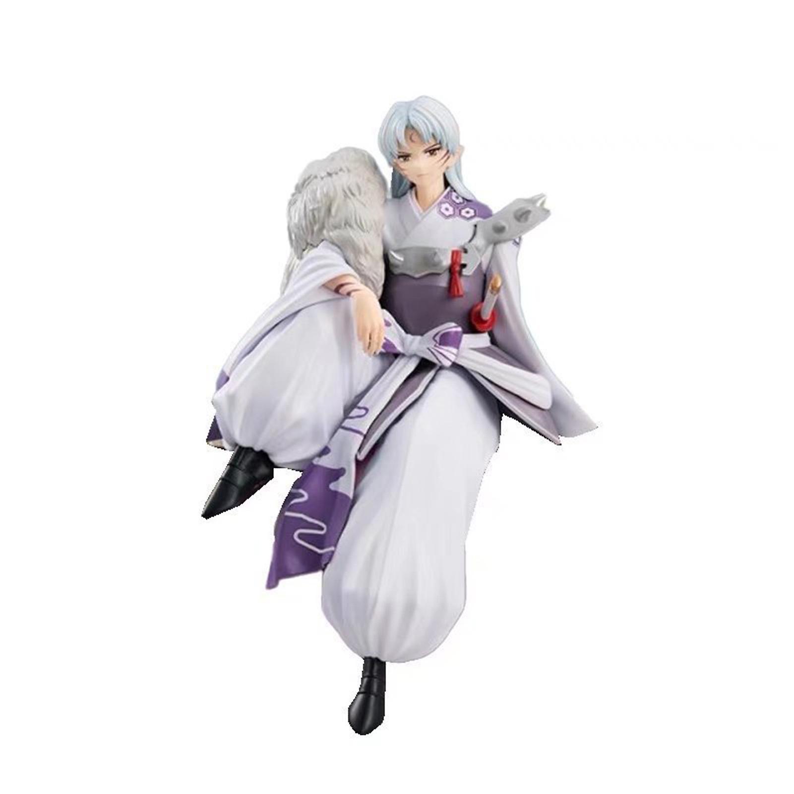 Somerway 14cm Sesshoumaru Figure Cool Sitting Position PVC Model Miniature Figurine Collectible Cartoon Craft Japan Anime Inuyasha Action Purple