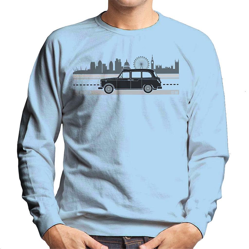 London Taxi Company TX4 Driving Along The City Men's Sweatshirt Sky Blue Medium