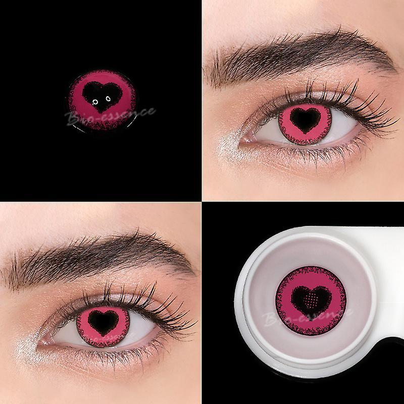 Jiechannel 1pair 1year Use Pink Color Lens Eyes Anime Accessories Colored Contact Lenses Cosplay Lens Eye Contacts Coloured Blue Lenses Anime Yande...