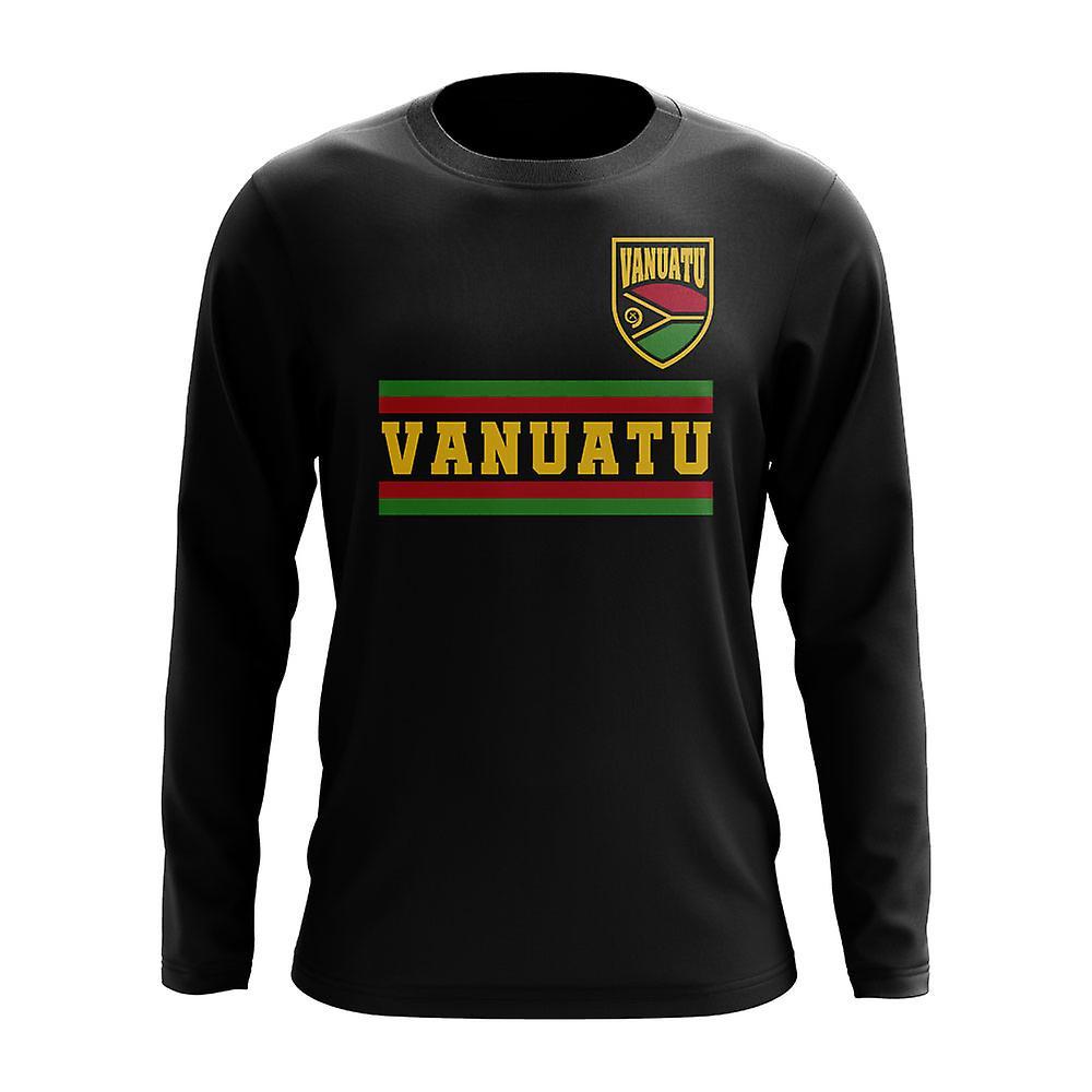 UKSoccerShop Vanuatu Core Football Country Long Sleeve T-Shirt (Black) XLW