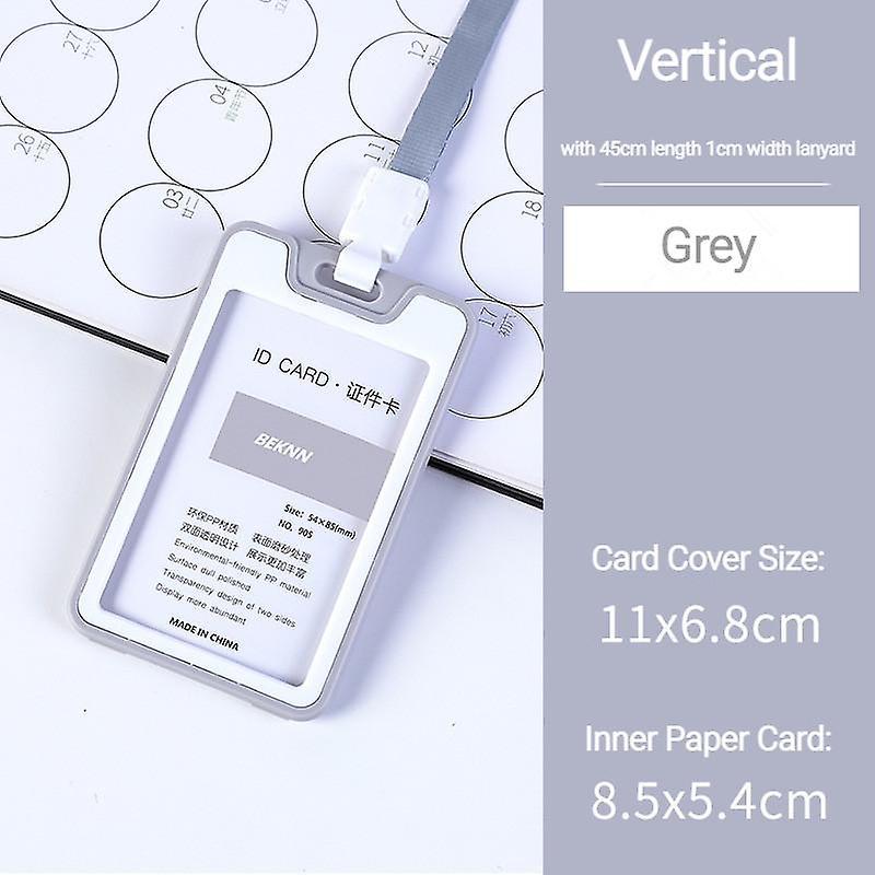 Jiechannel 1pcs Candy Color Staff Work Card Holder Employees Workers Pass Access Card Cover Id Tag Bus Card Sleeve With Lanyard Gray