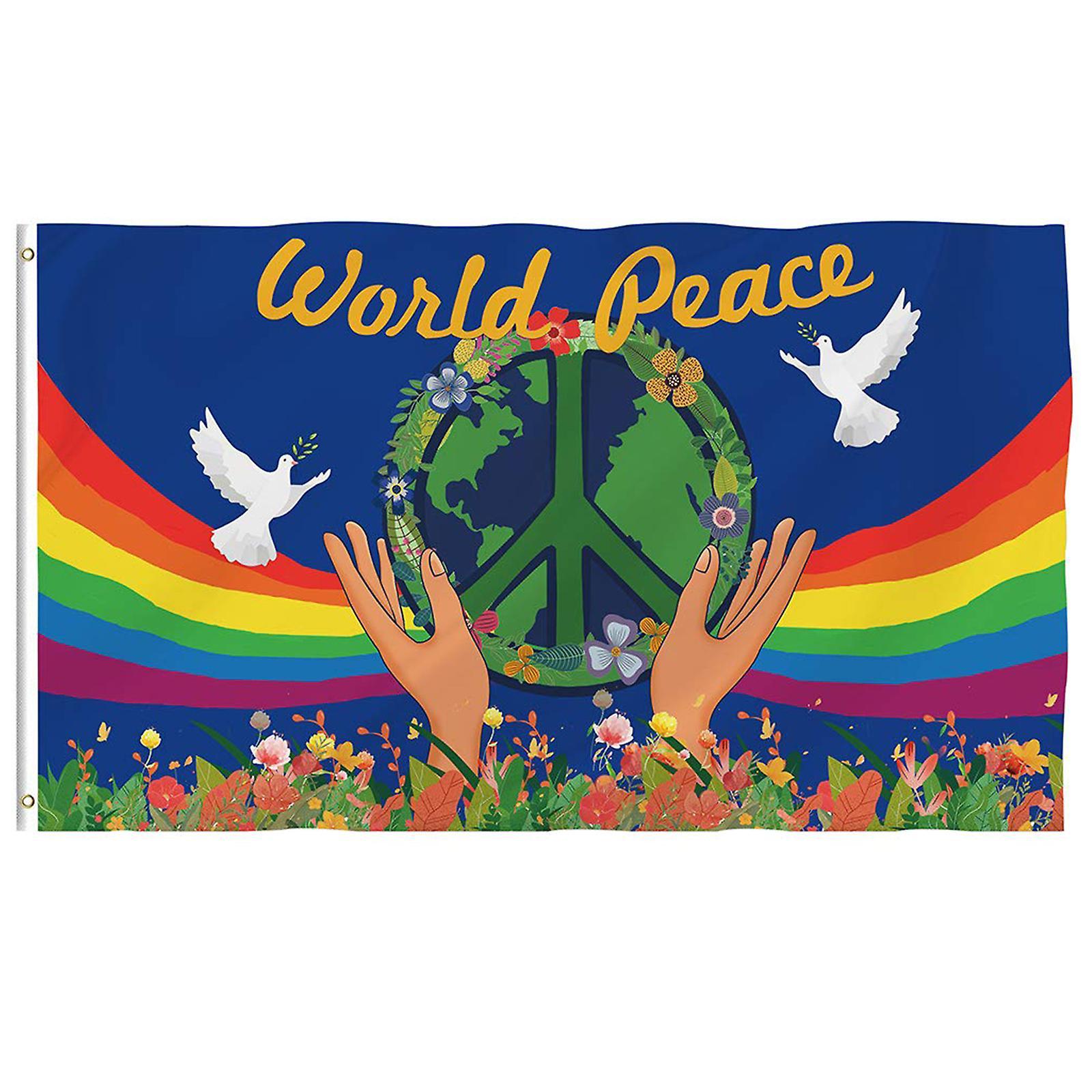 Wtowin Peace Flag 150 X 90cm, Peace Flagge Garden Flag Durable, Peace Dove Flag, Polyester, For Indoor Outdoor Dekoration G