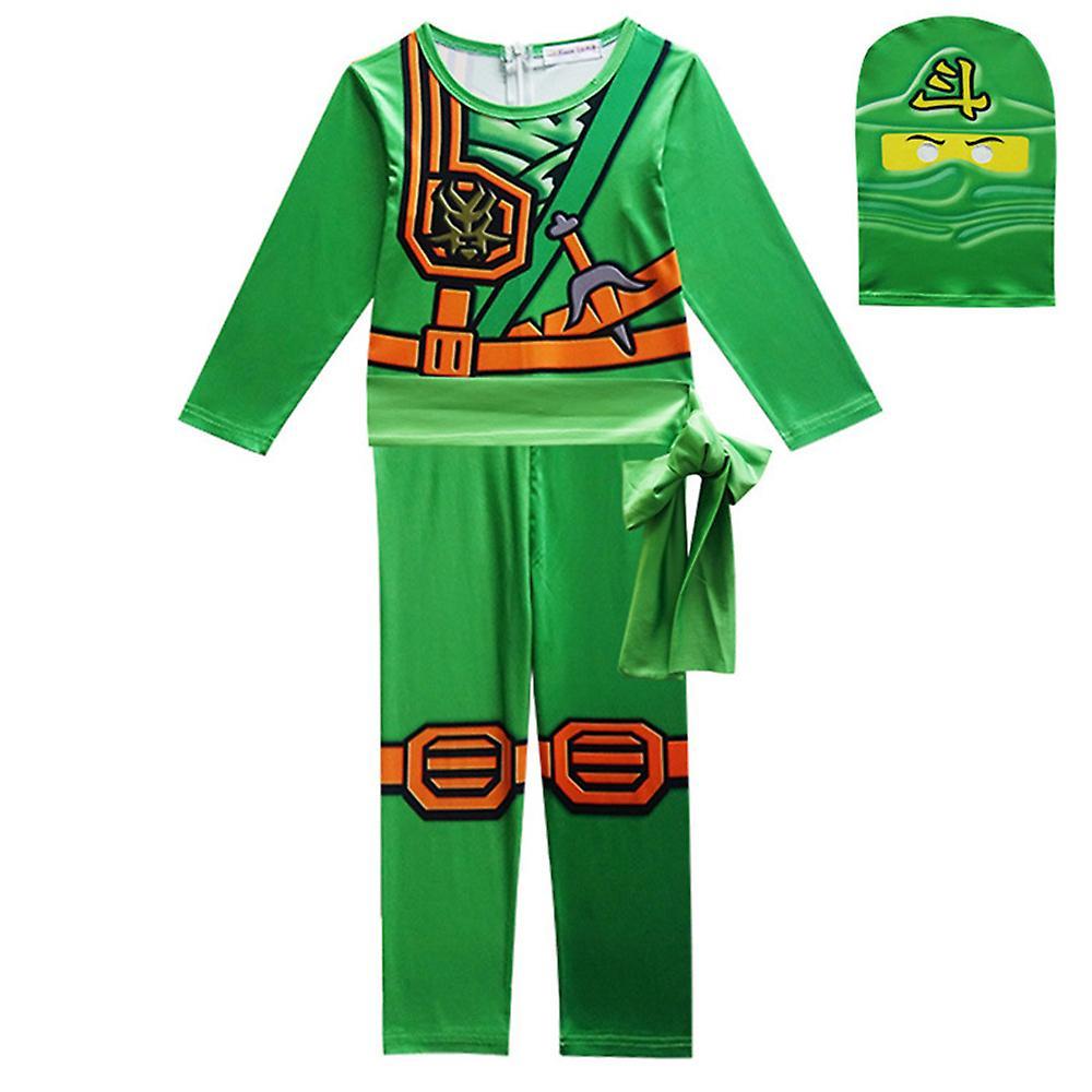 Sevenday Ninjago Cosplay Costume Jumpsuits Kids Boys Girls Fancy Dress Halloween Party Bodysuits Outfits Clothes Sets Green 7-8Years