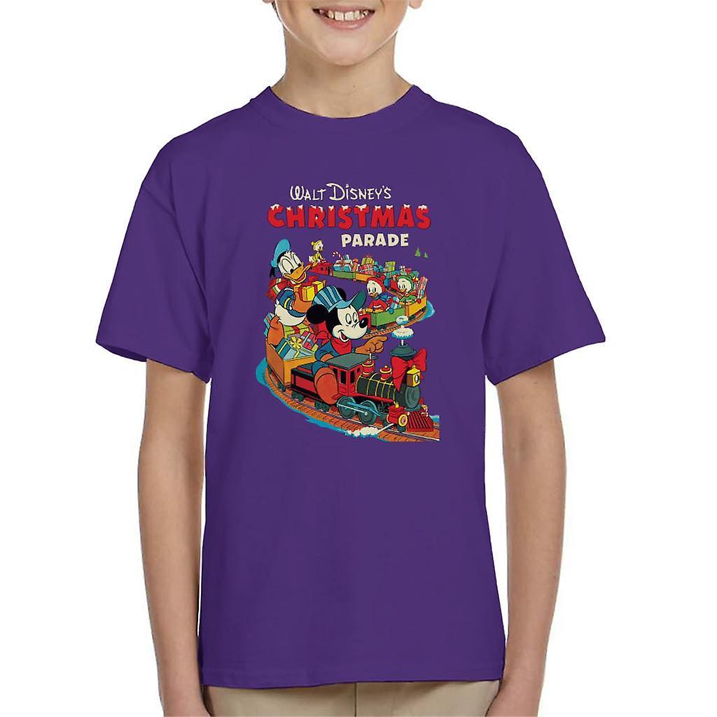 Disney Christmas Mickey Mouse Xmas Train Kid's T-Shirt Purple X-Small (3-4 yrs)