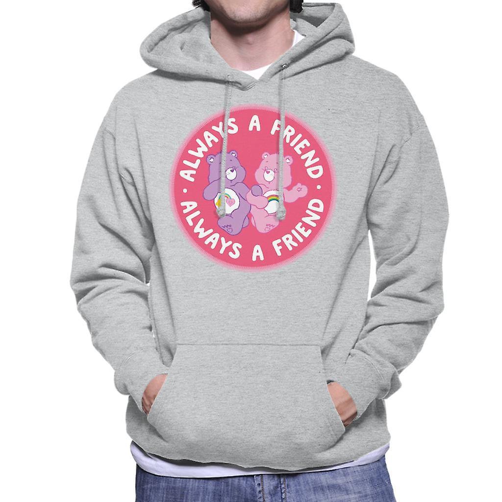 Care Bears Cheer Bear And Best Friend Bear Always A Friend Men's Hooded Sweatshirt Heather Grey X-Large