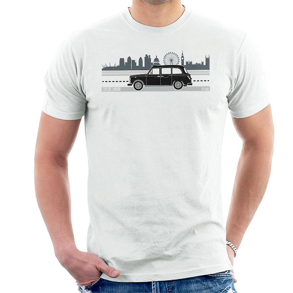 London Taxi Company TX4 Driving Along The City Men's T-Shirt White Medium