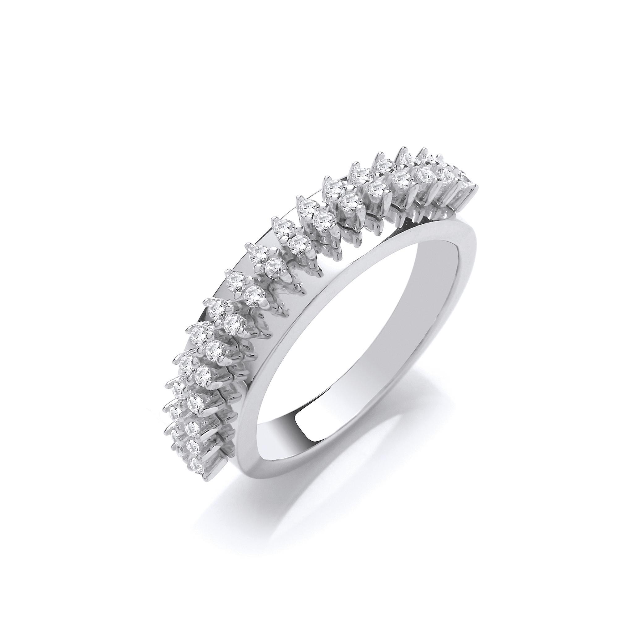 Silver CZ Spinal Cord Style 2 Row Eternity Ring - GVR864