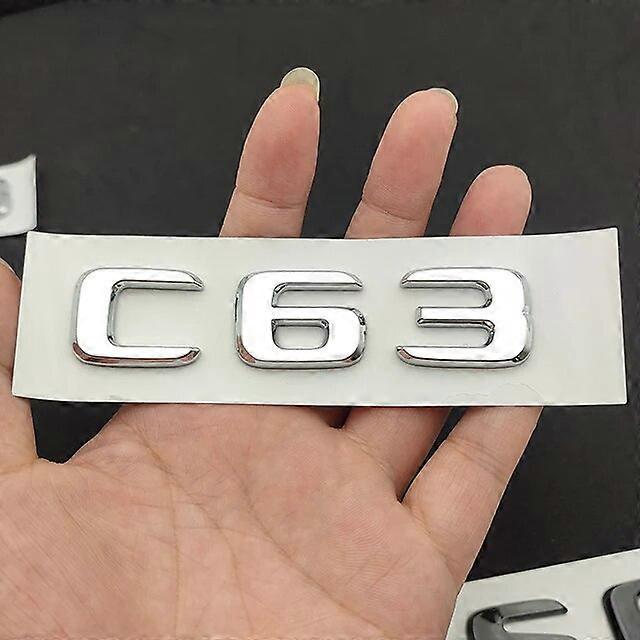 Hikig 3d ABS Black Chrome Letters Car Styling Rear Trunk Emblem Badge C63 Logo For Mercedes C63 AMG W205 W204 Car Accessories Chrome C63