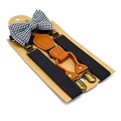 Slowmoose Baby Kid Suspenders With Bowtie, Fashion Bow Tie Set Navy Blue 65x2.5cm / Rubber String