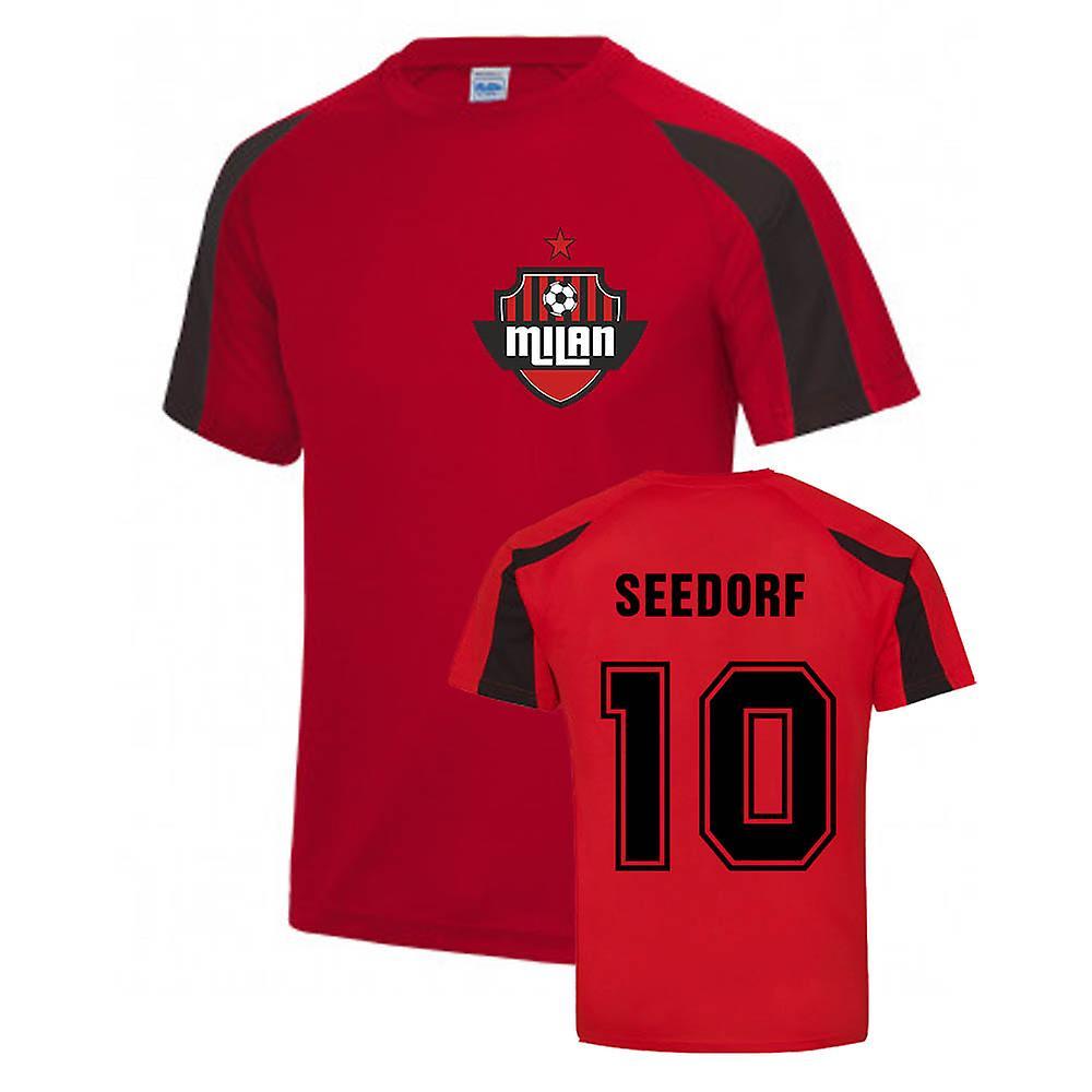 UKSoccerShop Clarence Seedorf Milan Sport Training Jersey (Red) XLB (12-13 Years)