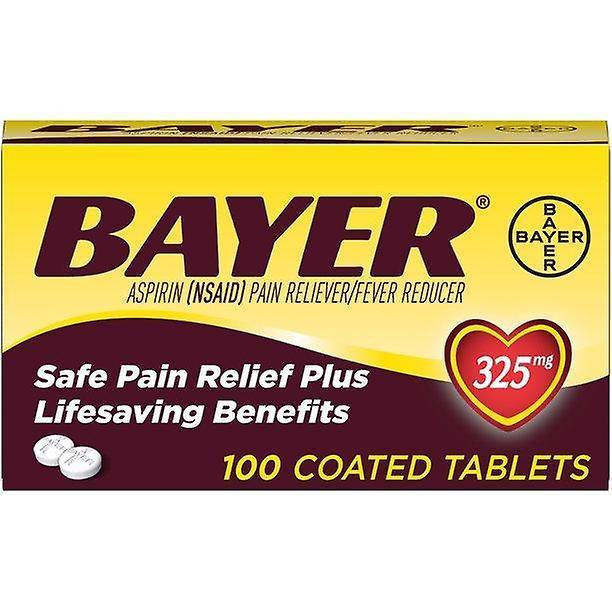 Genuine Bayer Aspirin Pain Reliever / Fever Reducer 325mg Coated Tablets, 100 Ct