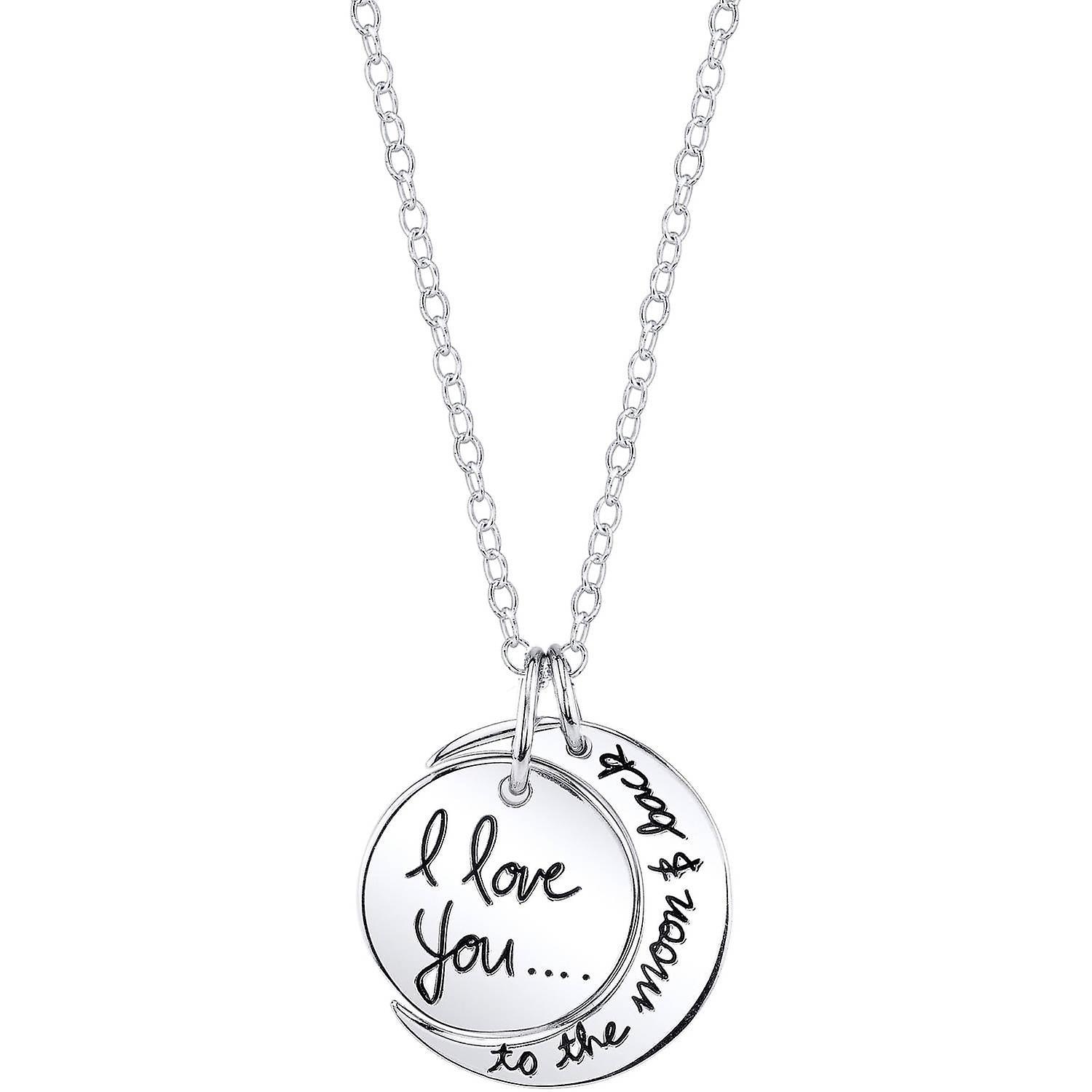 Dstlv Women's Sterling Silver "I Love You to the Moon & Back" Pendant Necklace