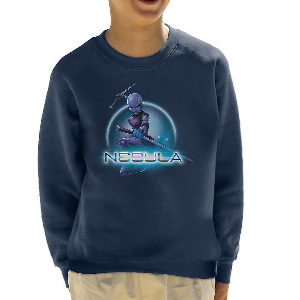 Marvel Guardians Of The Galaxy Nebula Batons Pose Kid's Sweatshirt Navy Blue Medium (7-8 yrs)