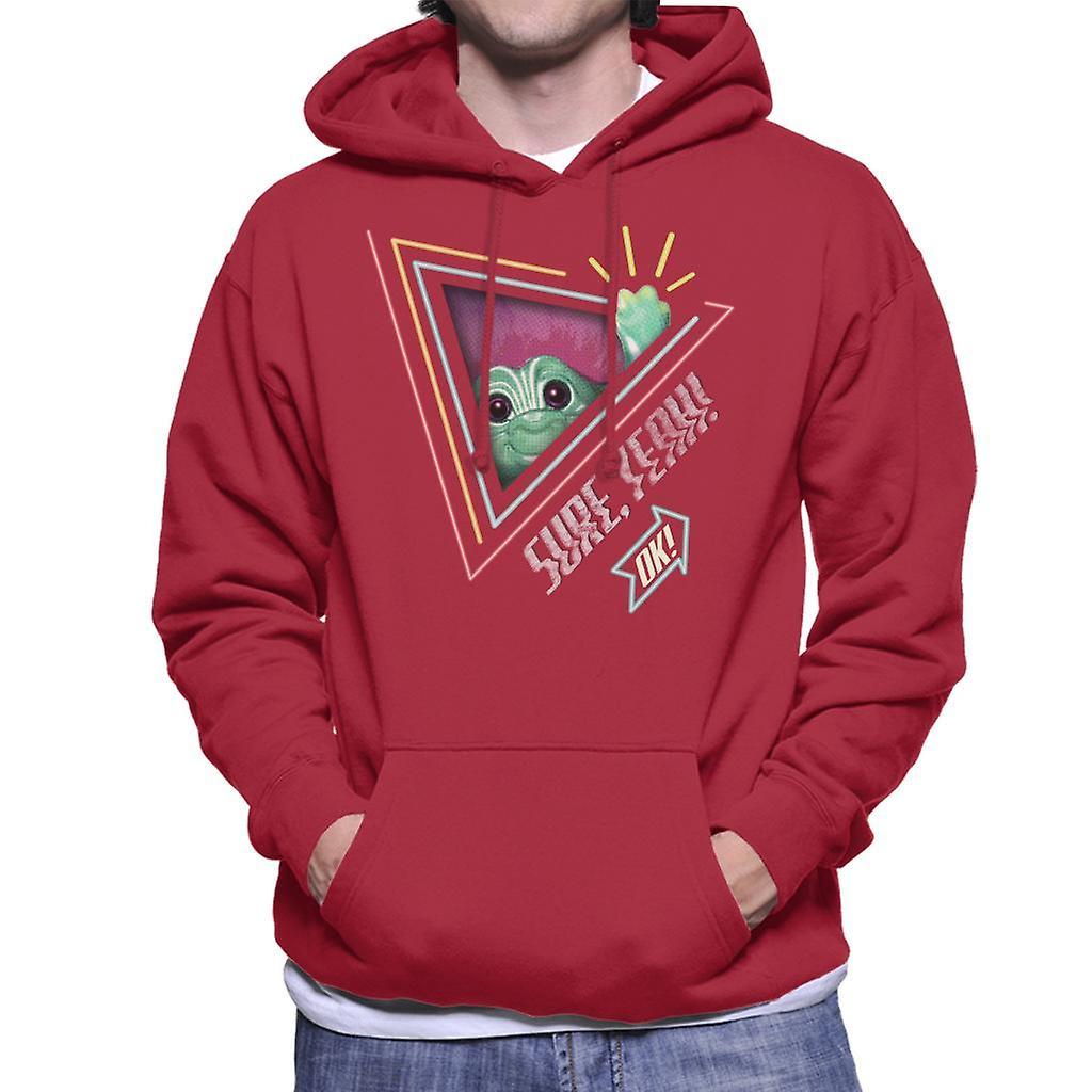 Trolls Sure Yeah Ok Men's Hooded Sweatshirt Cherry Red Small