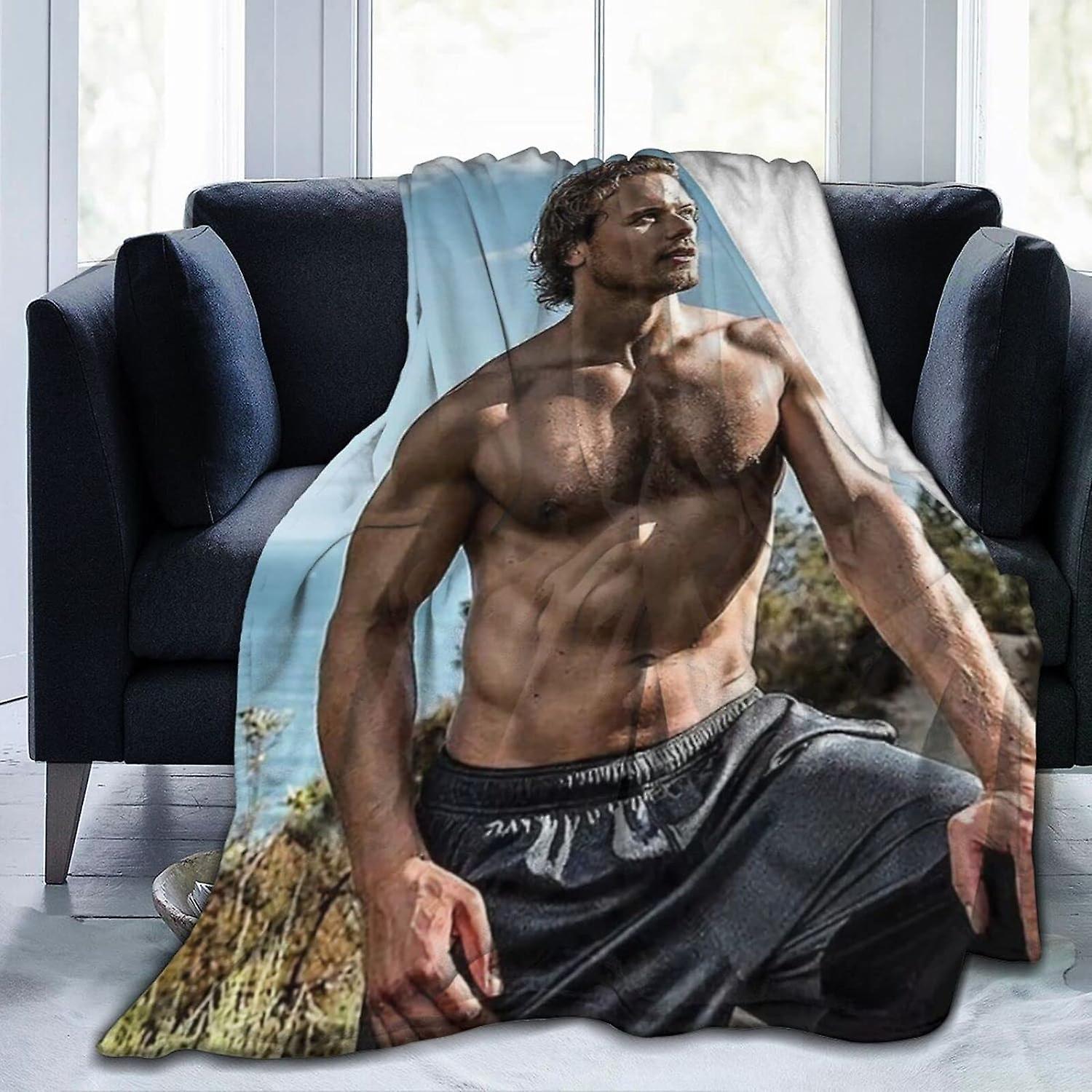 Kerota AY1199 Sam Heughan Ultra Soft Micro Flannel Throw Blankets Warm Comfortable Versatile Blanket for Sofa and Travel 80x60in 200x150cm