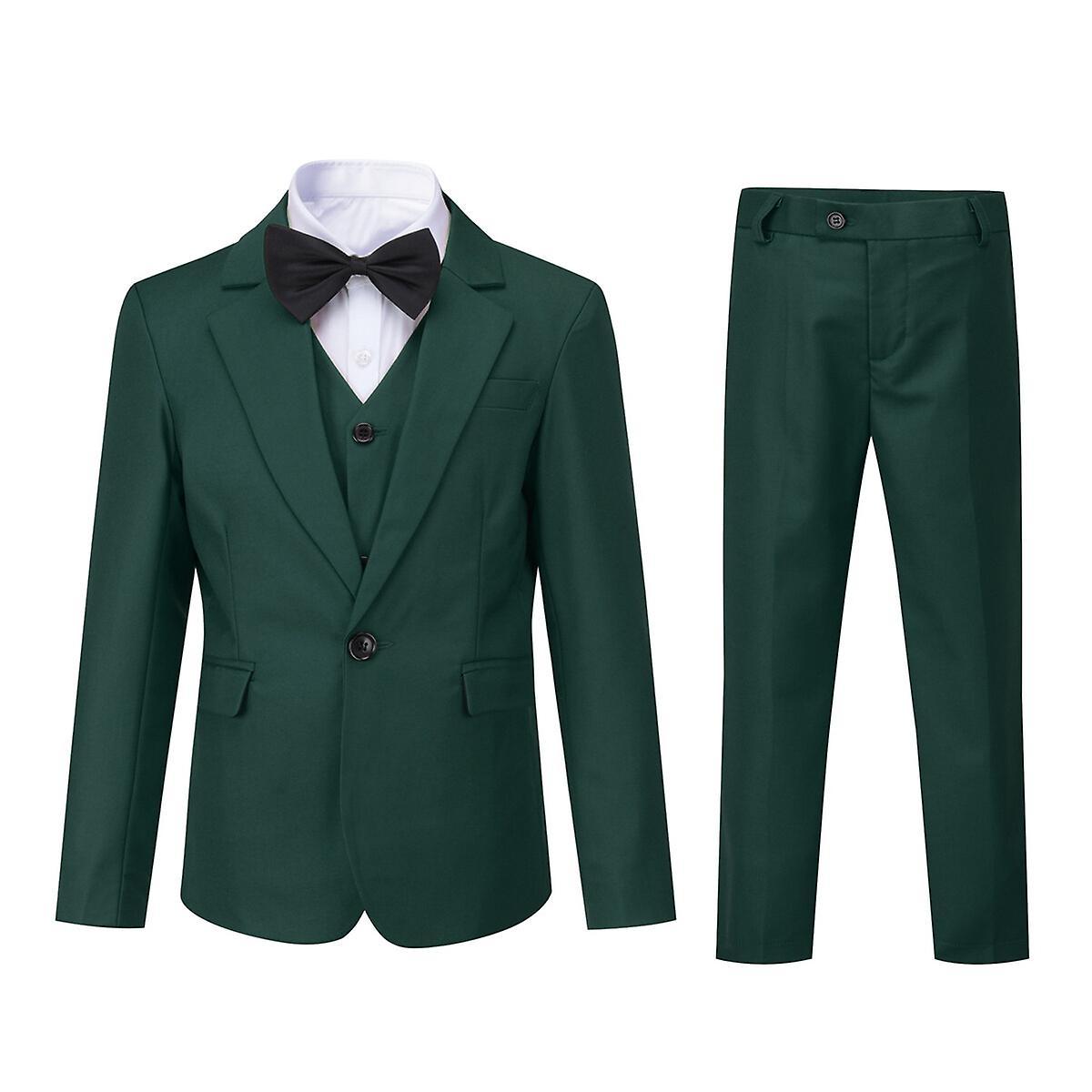 Youthup Boys 3Pce Formal Suit Slim Fit Blazer and Vest and Pants Green 120CM