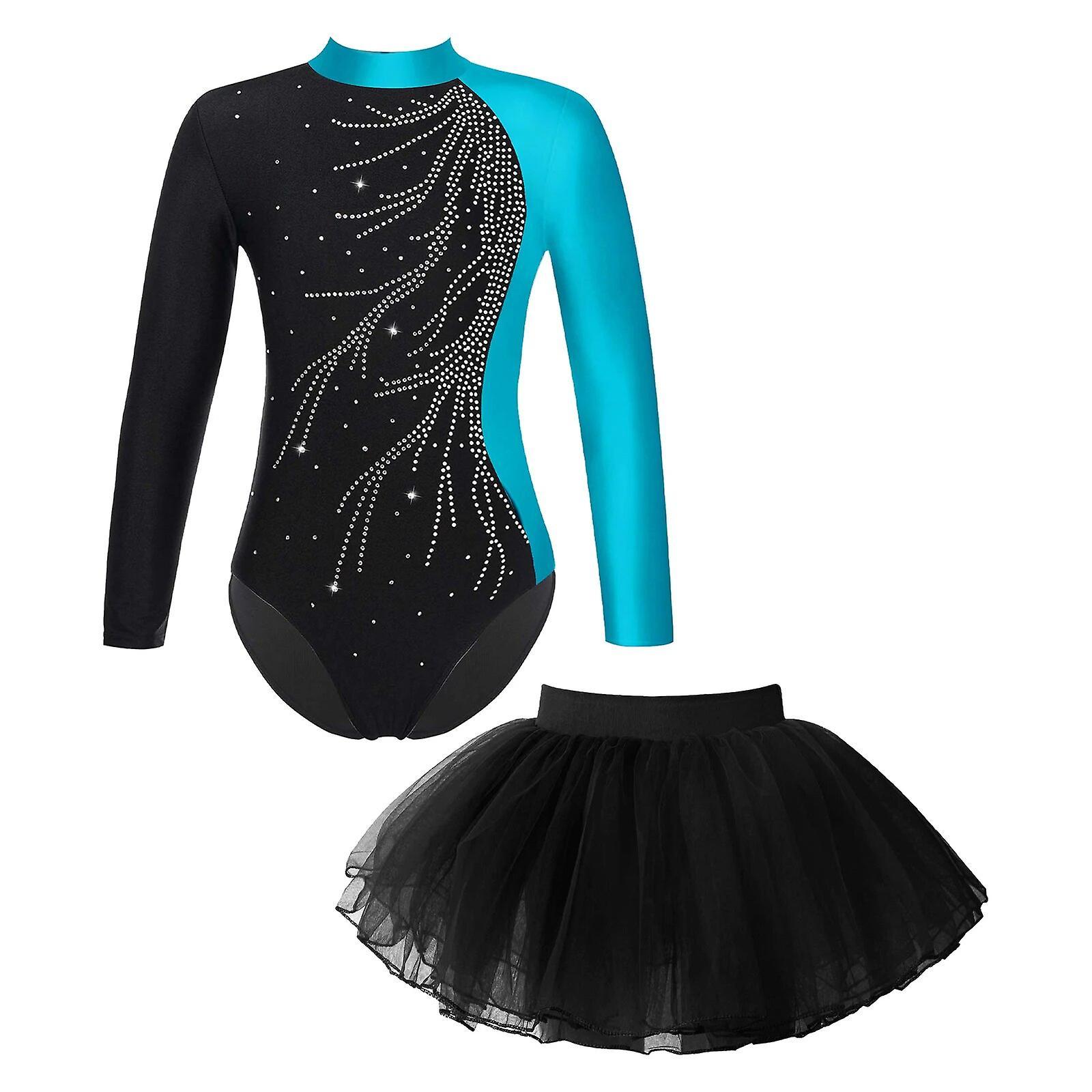 Aionyaaa Kids Girls Long Sleeve Tutu Ballet Dance Leotard With Skirt Child Stage Performance Dancewear Outfit Skating Gymnastics Jumpsuit 6 S Lake ...