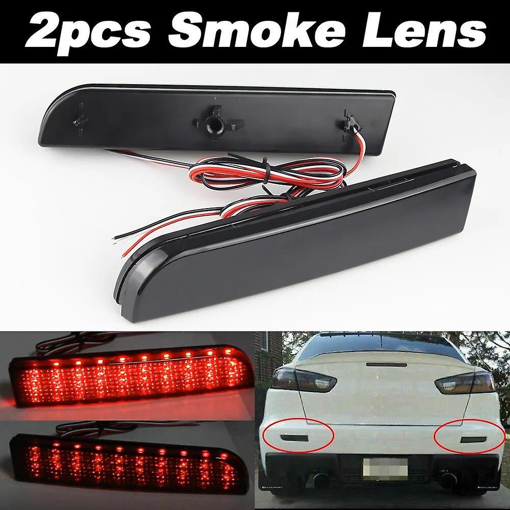 Bicaco 2x Led Rear Bumper Reflector Light For Mitsubishi Lancer Evo 2008-2017 Evolution X Cz4a Outlander Sport Rvr Asx Tail Brake Lamp 2pcs Smoke LENS