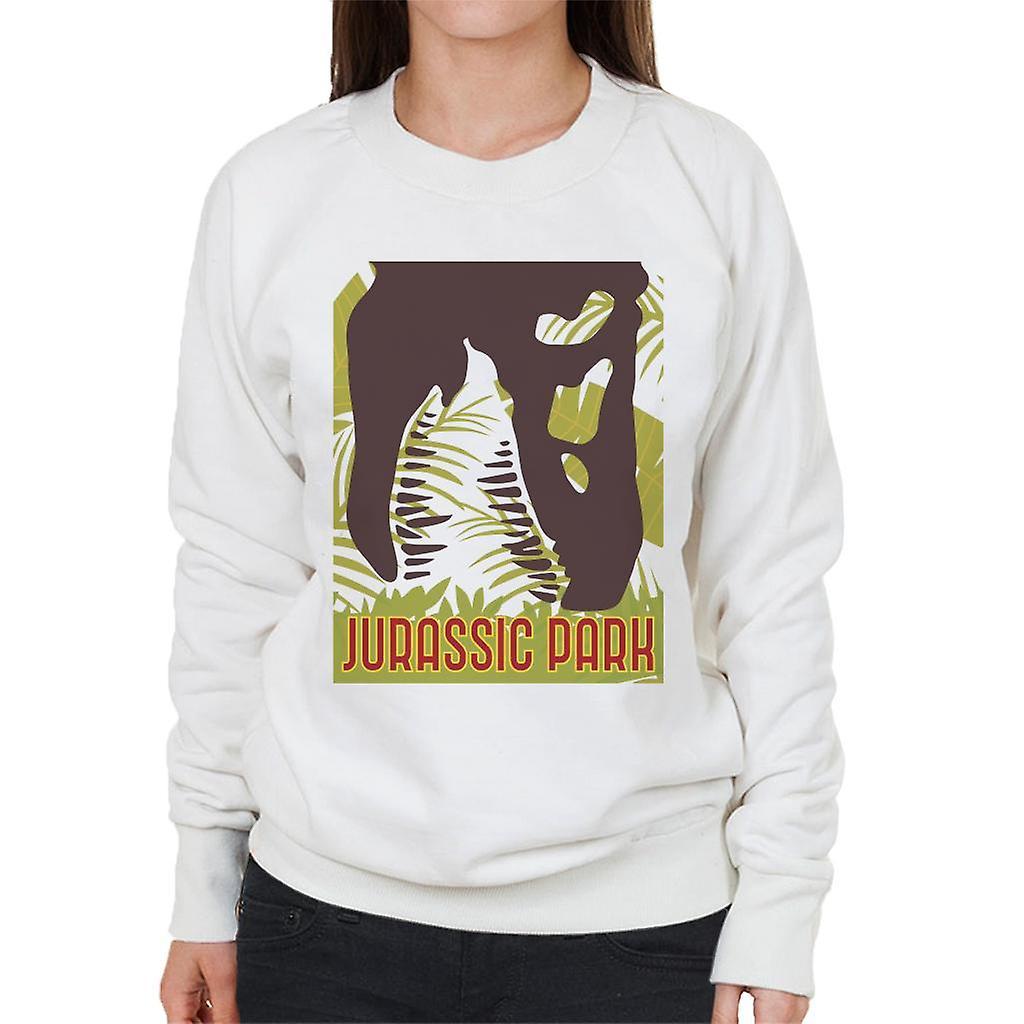 Jurassic Park T Rex Skeleton Silhouette Eating Women's Sweatshirt White XX-Large