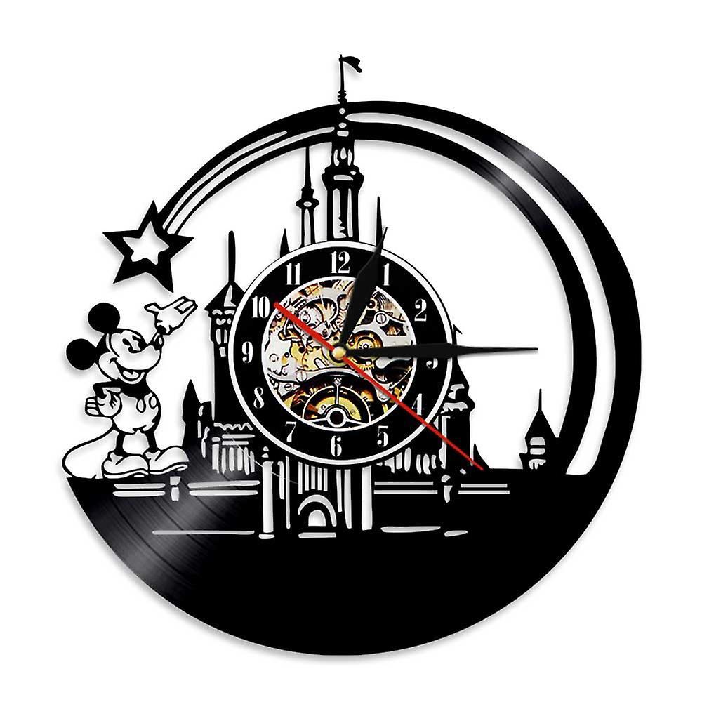 Ssylune Disney Record Wall Clock, Retro Home Decoration Wall Clock E