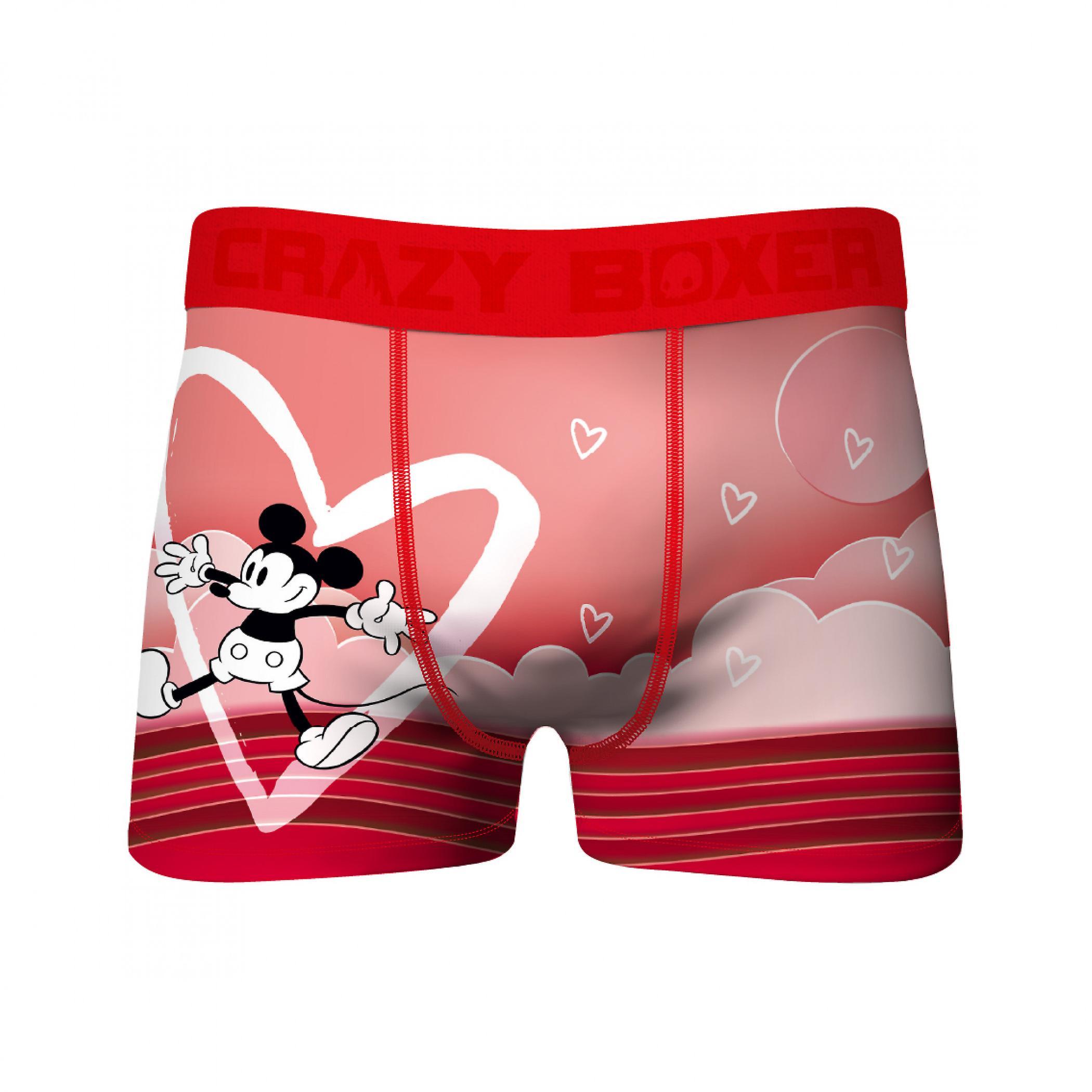 Cartoons Crazy Boxers Mickey Mouse Heart Boxer Briefs Red XLarge (40-42)