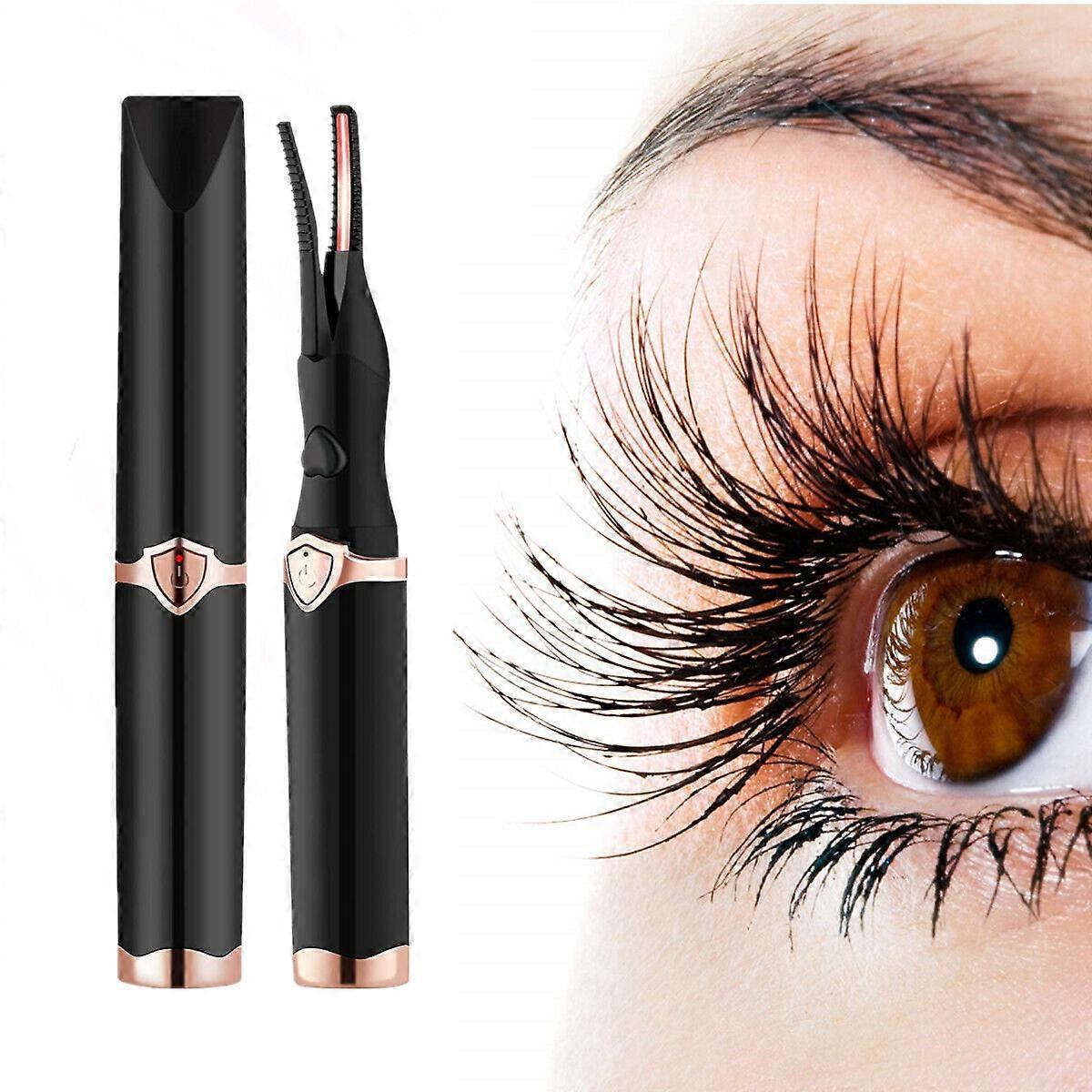 Unbrand Electric Heated Eyelash Curler USB Rechargeable Makeup Curling Tool Long Lasting Indoor Black