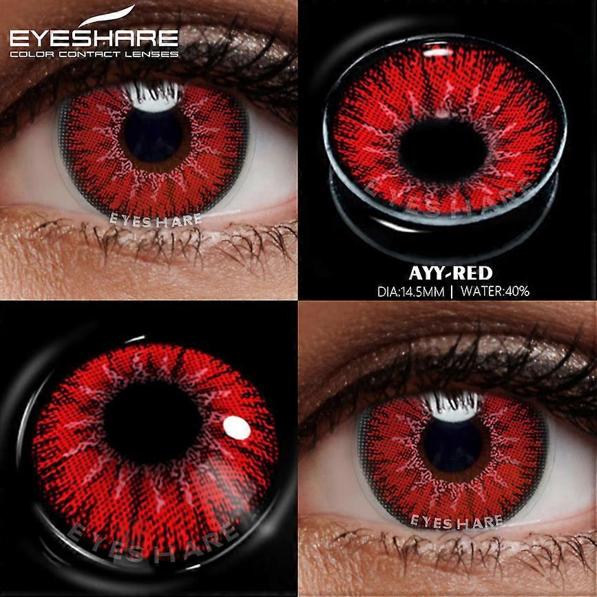 Redkid Halloween Cosplay Colored Contact Lenses For Eyes Anime Lenses Color Contact Lenses For Eye Color Lens Blue Red Gray AYY-RED