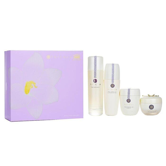 Tatcha Ritual For Firm Skin Set: Camellia Cleansing Oil 150ml + Essence 150ml + Silk Cream 50ml + Rice Polish 60g 4pcs