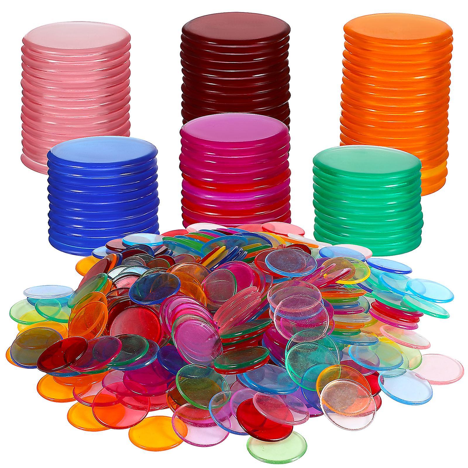 Tinksky 500 Pcs Bingo Chips Plastic Round Pieces Markers for Bingo Game Cards Counting Game Accessories