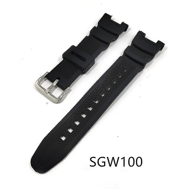 Szltcv For Casio G Shock Sgw100 Sgw-100 Sport Strap Sgw-100-1v Sgw-100-1vdf Waterproof Rubber Bracelet Watch Accessories Pu Watchband Black Silver