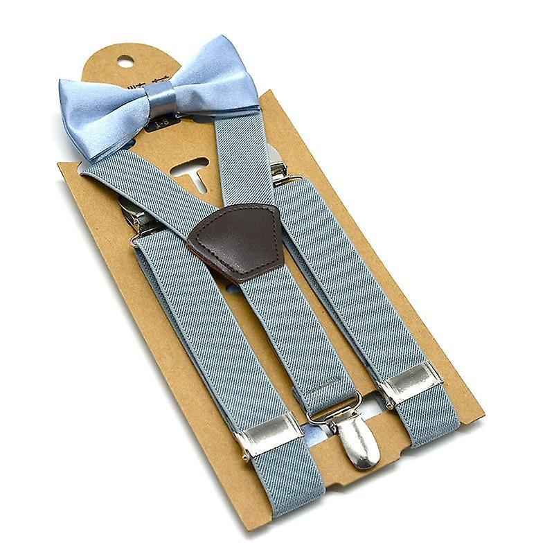 Slowmoose Baby Braces Suspenders Luxury Bow Tie Set Light Grey 65x2.5cm / Rubber String