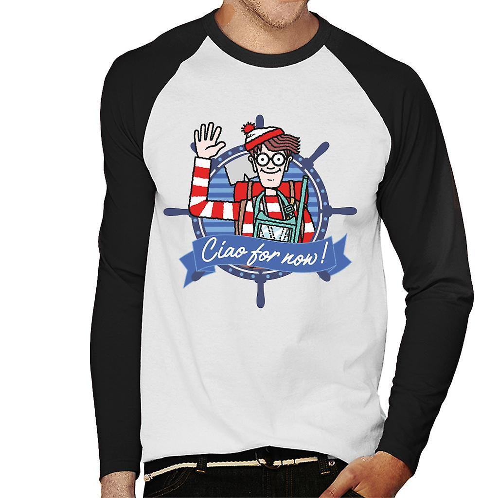 Wheres Wally Where's Wally Ciao For Now Men's Baseball Long Sleeved T-Shirt White/Black Medium